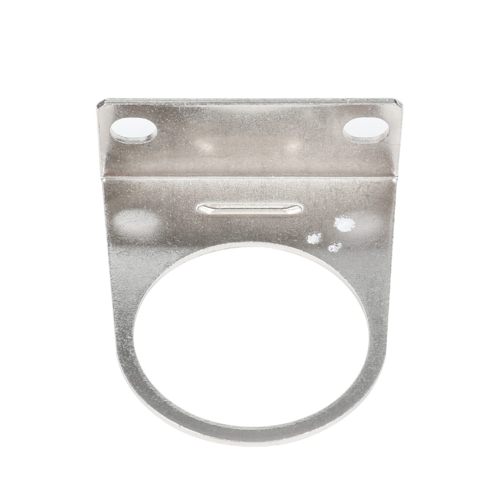 Stamped L-Shaped Mounting Bracket with Circular Cutout