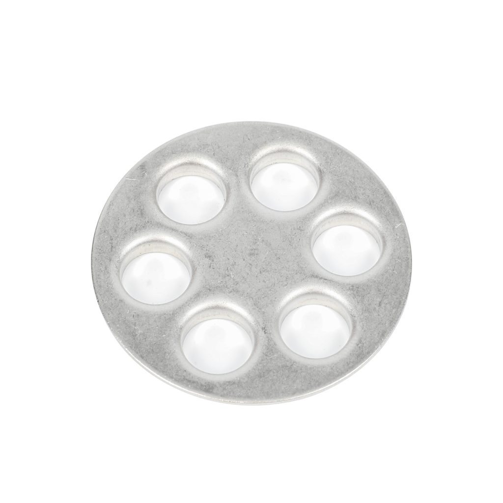 Stamped Round Disc with Multiple Drawn Recessed Holes